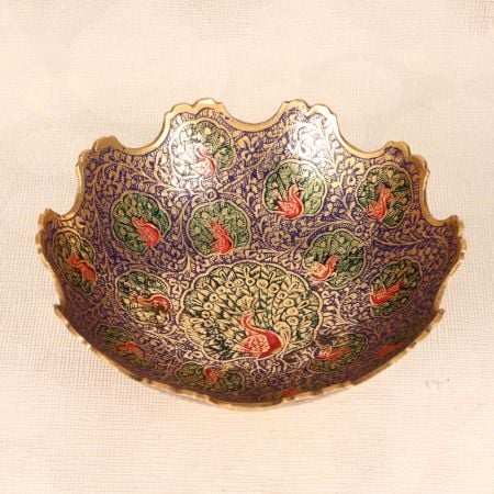 Jaipur Art Handmade Brass Fruit Bowl in Enamel Work for Decor