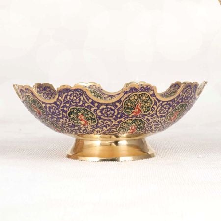 Jaipur Art Handmade Brass Fruit Bowl in Enamel Work for Decor