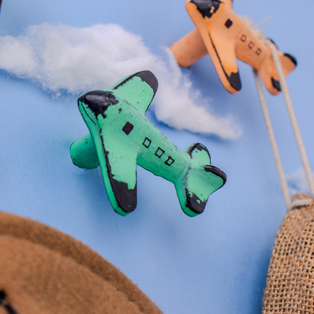 Modern Multicolor Aeroplane Metal Wall Hooks-3 Pieces