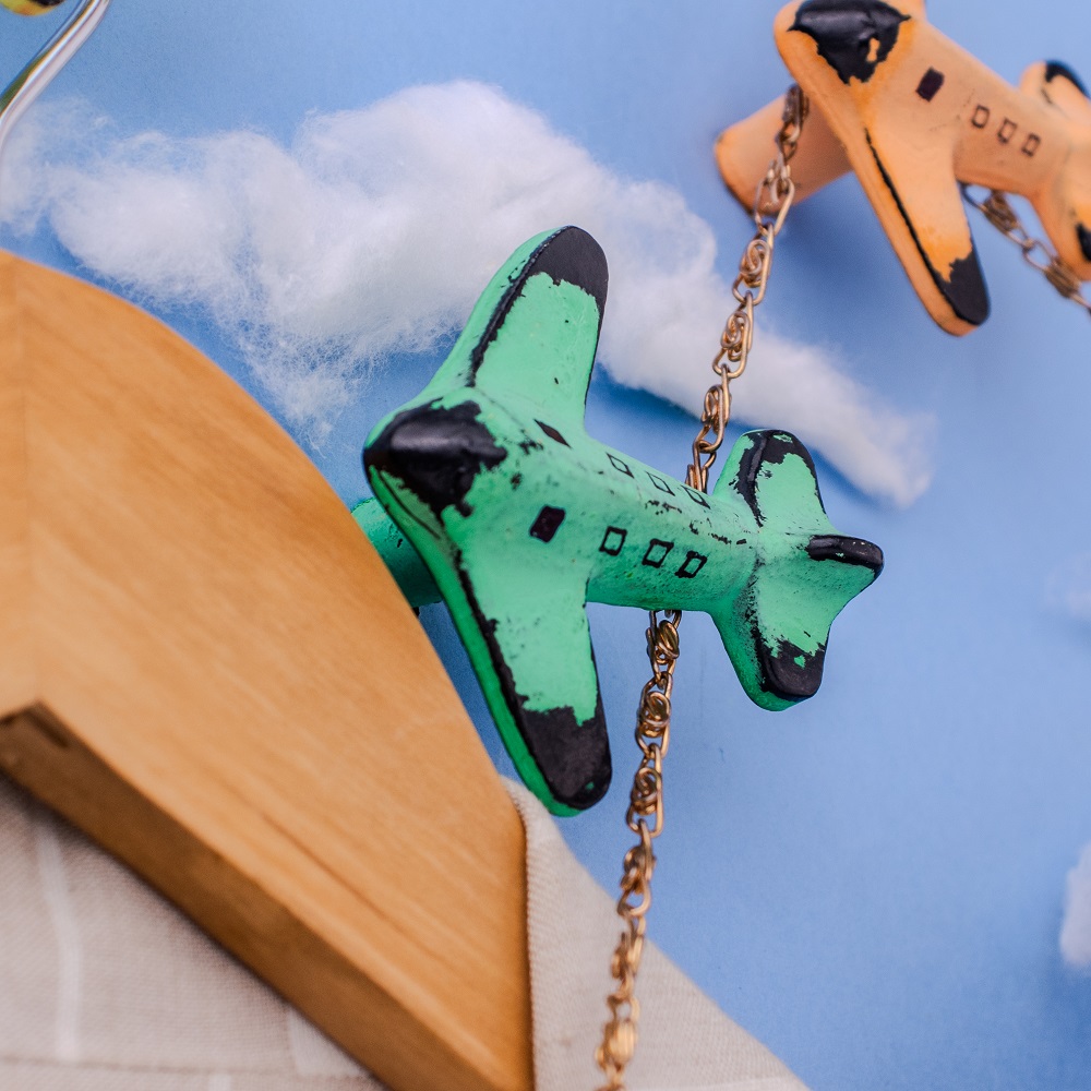 Modern Multicolor Aeroplane Metal Wall Hooks-3 Pieces