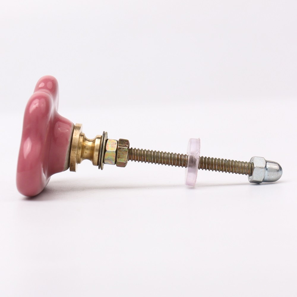 Pink White Dot Cloud Ceramic Cabinet Knob