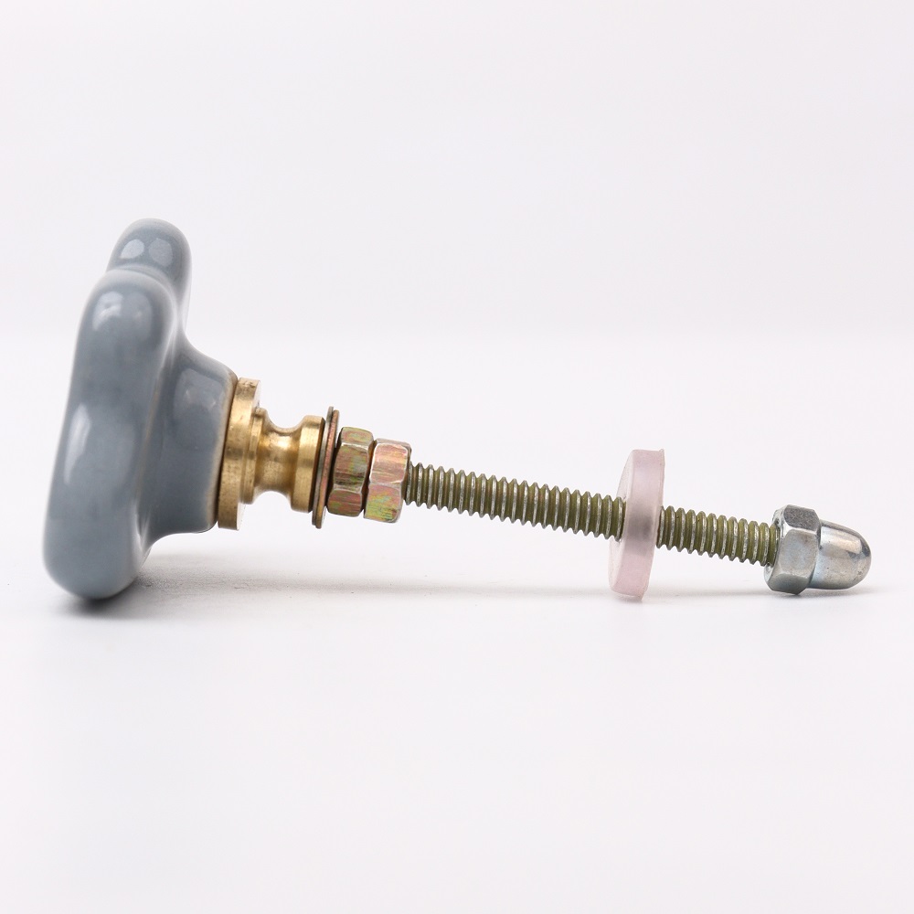 Grey White Dot Cloud Ceramic Cabinet Knob