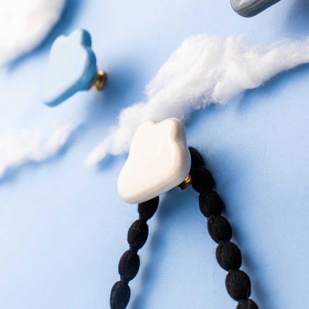Multicolor Ceramic Cloud Modern Kids Wall Hook-Pack of 3