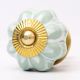 Sage Green Flower Medium Ceramic Melon Cabinet Knob