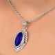 92.5 Sterling Silver Pendant Marquise Shaped Blue Tourmaline Gemstone Pendant