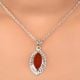 92.5 Sterling Silver Red Carnelian Pendant Marquise Delicate Wedding Gift