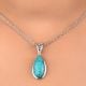 92.5 Sterling Silver Pendant Long Teardrop Shaped Blue Turquoise Gemstone Pendant