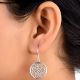 Round 92.5 Floral Filigree Silver Earrings Modern Jewelry For Women