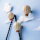 Multicolor Ceramic Hot Air Balloon Modern Kids Wall Hook-3 Pieces