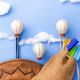 Multicolor Ceramic Hot Air Balloon Modern Kids Wall Hook-3 Pieces