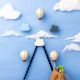 Multicolor Ceramic Hot Air Balloon Cloud Modern Kids Wall Hook-Pack of 6