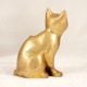 Handcrafted Vintage Brass Cat Statue in Brown Finish for Decor