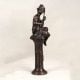 Vintage Brass Statue of Musician Playing Sarangi for Home Decor