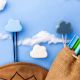 Multicolor Ceramic Hot Air Balloon Cloud Modern Kids Wall Hook-Pack of 6