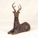 Vintage Finest Brass Sitting Deer Statue in Tribal Art from Odisha