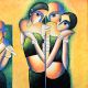 Modern Art Canvas Painting of Love Story of Radha and Krishna