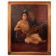 Hand Painted Canvas Oil Painting of Lady Playing Sitar