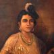 Hand Painted Canvas Oil Painting of Lady Playing Sitar