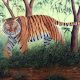 Hand Painted Tiger Hardboard Painting for Home Decoration