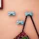 Turquoise Green Ceramic Bow Modern Wall Hook-Pack of 3