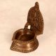 Handmade Vintage Finish Brass Gaja Laxmi Oil Lamp for Decor