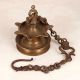Northern Indian Hanging Brass Oil Lamp with Chain for Prayer Room