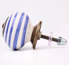 Navy Blue Striped Knob