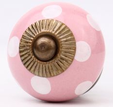 Pink Polka Dotted Small Ceramic Cabinet Knobs