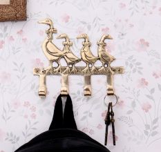 Brass Mother and Baby Geese Wall Hook Key Holder