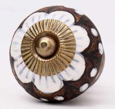 Antique White Floral Round Ceramic Cabinet Knobs