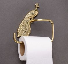 Handmade Brass Peacock Design Toilet Paper Holder for Bathroom