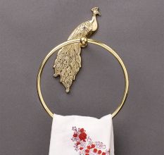 Premium Brass Peacock Design Ring Hanger for Bathroom