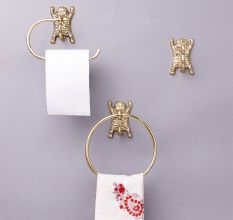 Handmade Premium Brass Tiger Hanger for Bathroom in Set of 3