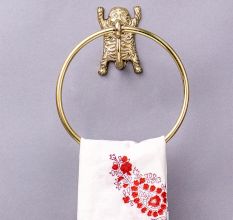 Premium Brass Tiger Design Ring Hanger for Bathroom