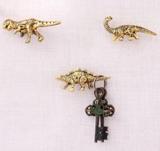 Modern Dinosaur Aluminium Golden Heavy Duty Wall Hooks-Pack of 3