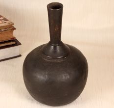 Dark Finish Plain Finest Brass Flower Pot in Himalayan Art