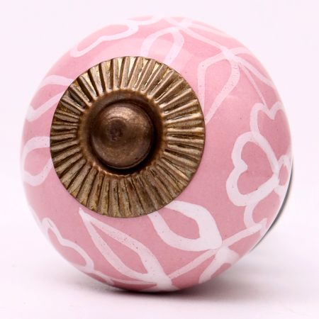 Pink Etched Flower Knob