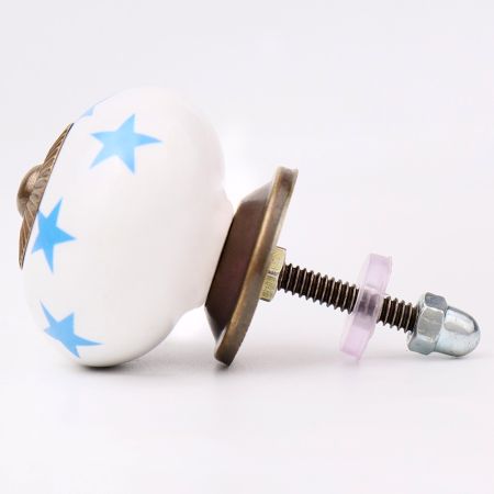 White Blue Star Cabinet Knob