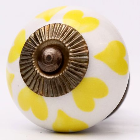 Yellow Heart  Ceramic Drawer Knob
