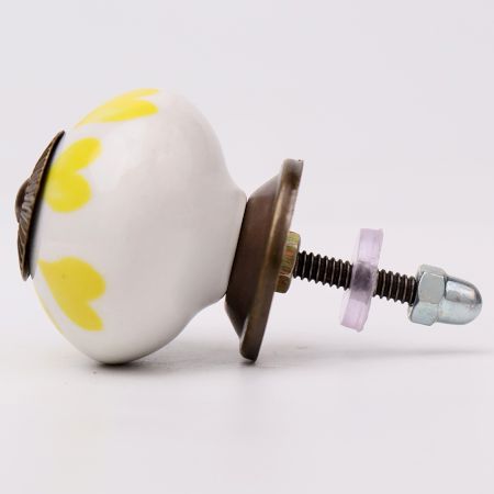 Yellow Heart  Ceramic Drawer Knob