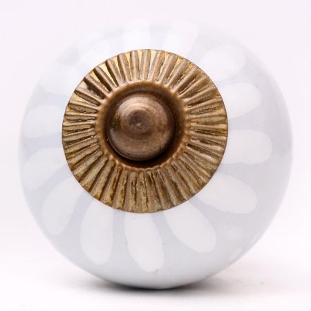 Light Grey Handpainted Floral Knob