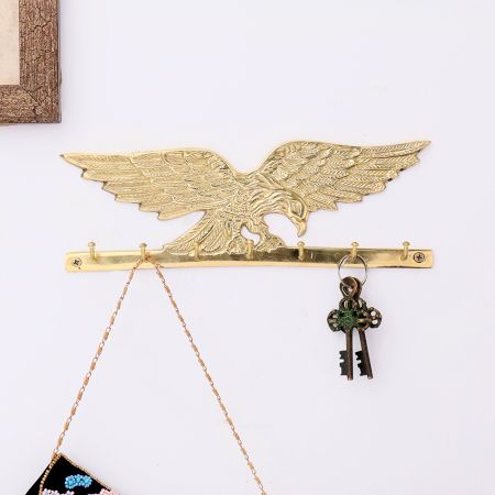 Brass Golden Eagle Wall Hanging Hook Wall Multiple Organizer
