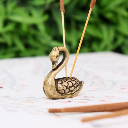 Tribal Brass Swan Incense Holder