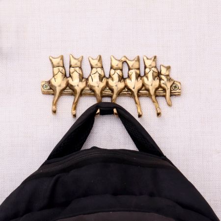 Brass Cat Wall Key Holder