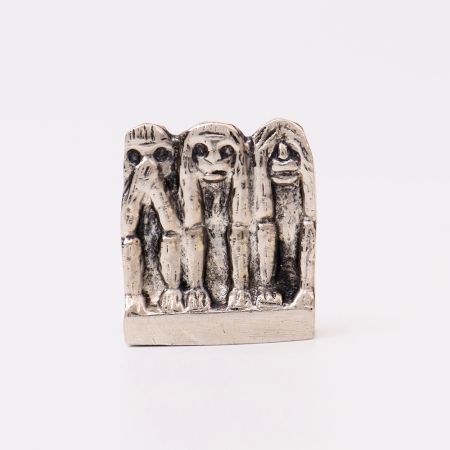 Silver Brass Three Monkey Agarbatti Holder Stand