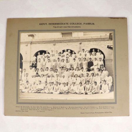 Staff and Students Group Paper Photo of Govt. Intermediate College Pasrur