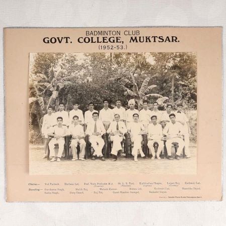 Vintage Paper Photograph of Badminton Club Govt. College Muktsar