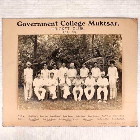 Cricket Club Government College Muktsar Vintage Paper Photograph