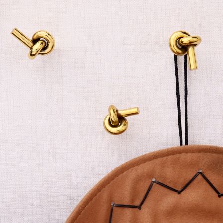 Solid Golden Knot Brass Wall Hooks-Pack of 3