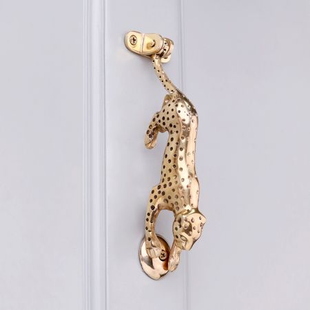 Golden Leopard Brass Door Knocker